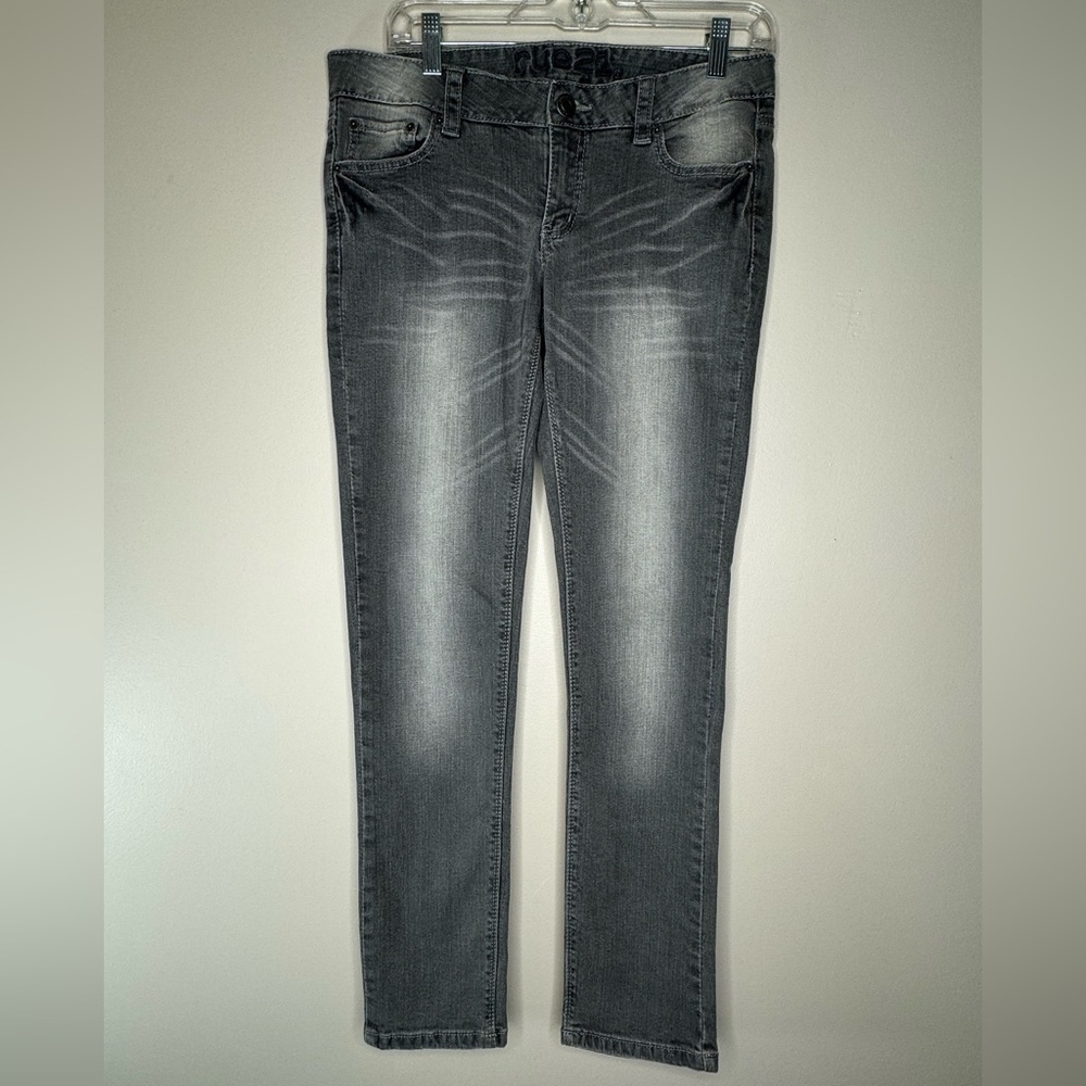 Rue21 gray distressed low rise skinny denim jeans size 5/6